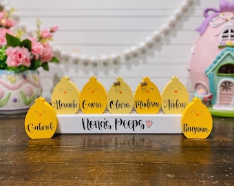 Personalized Chick Block - Wooden Easter Chick Blocks - Custom Block Family - Custom Easter Gift - Easter Tiered Tray Decor - Easter Decor