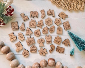 Christmas Activity Tokens - Christmas Advent Calendar Tokens - Christmas Stocking Filler Ideas - Laser Cut Tokens - Custom Holiday Coupons