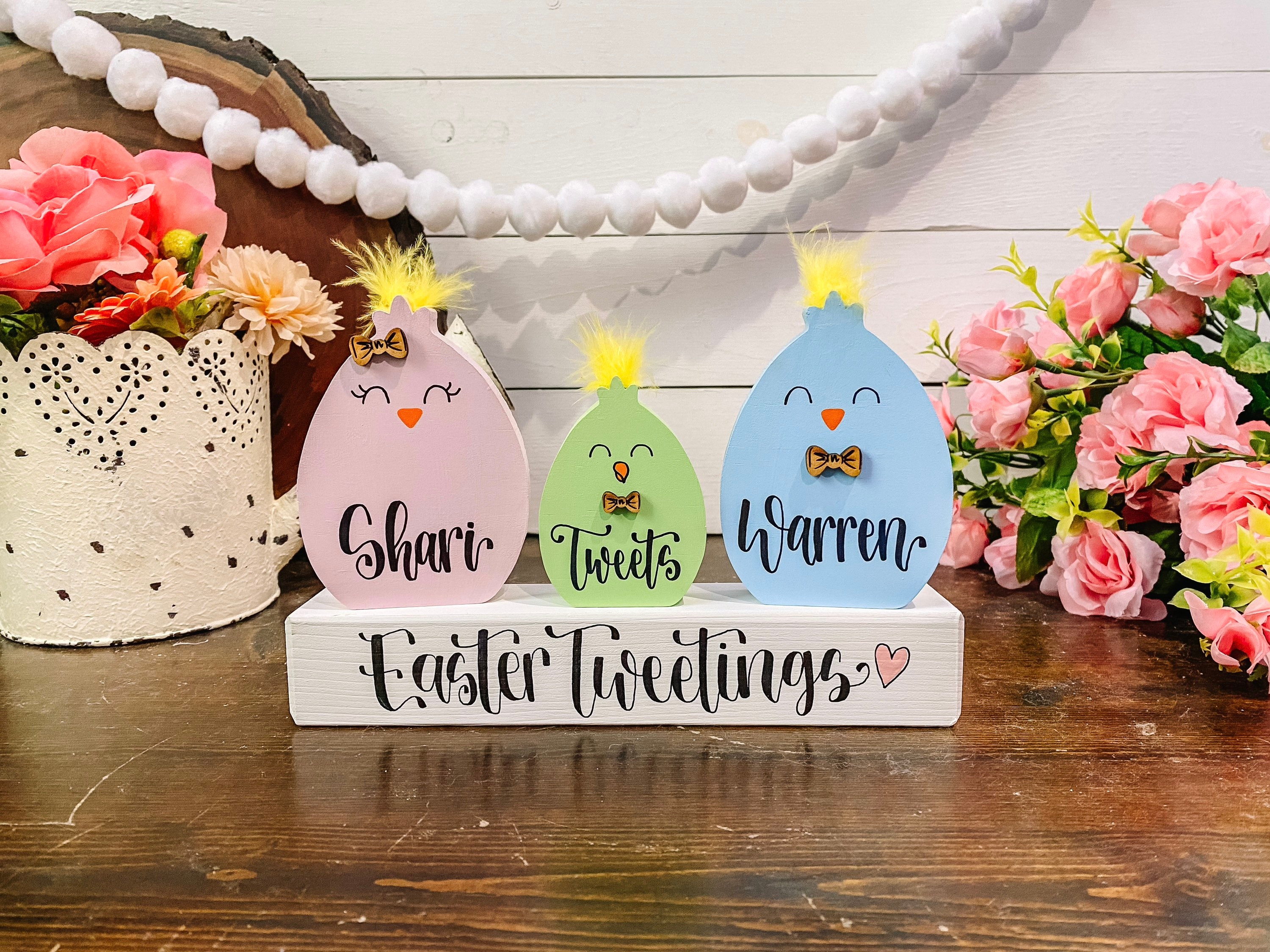 Personalized Chick Family, Wooden Easter Chick Blocks, Custom Block Family, Custom Easter Gift, Easter Tiered Tray Decor, Easter Decor