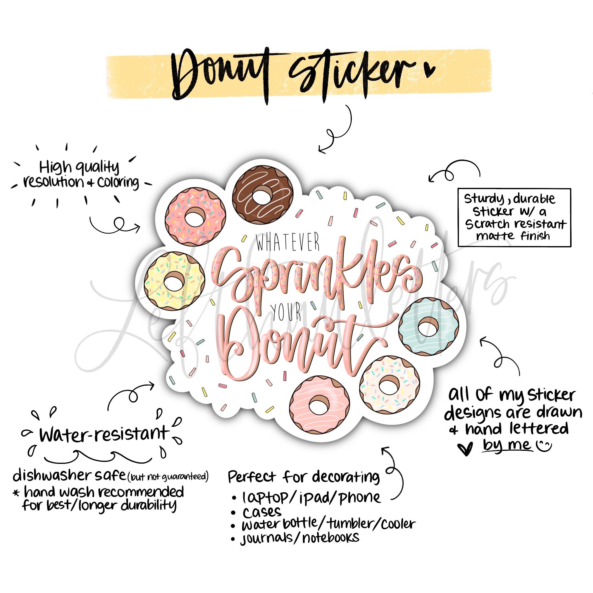 Donut Sticker Whatever Sprinkles Your Donut Handmade Die Etsy