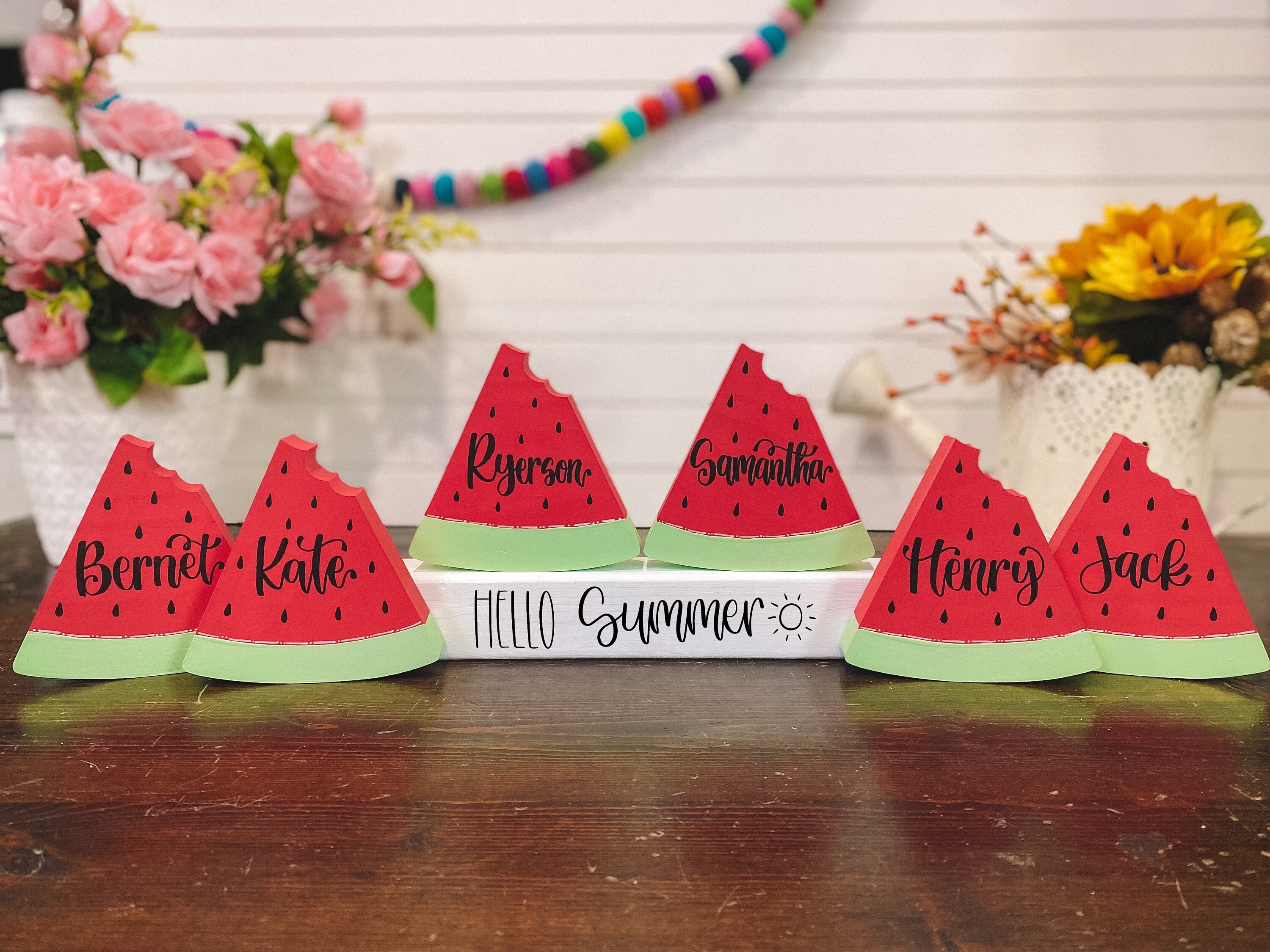 Watermelon Block Set Custom Watermelon Block - Wooden Watermelon Slice - Summer Tiered Tray ...