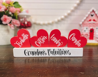 Personalized Valentine Heart Block - Wooden Heart Block - Custom Candy Hearts - Custom Valentine Gift - Valentine Tiered Tray Decor