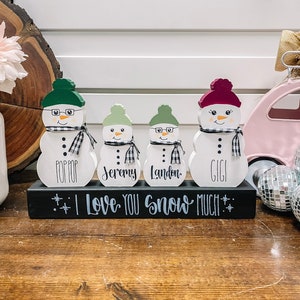 Personalized Snowman Block - Chunky Wooden Snowman Blocks - Custom Winter Snowman Family-Custom Christmas Gift-Snowman Decor-Christmas Decor