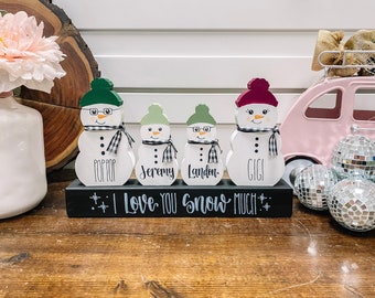 Personalized Snowman Block - Chunky Wooden Snowman Blocks - Custom Winter Snowman Family-Custom Christmas Gift-Snowman Decor-Christmas Decor