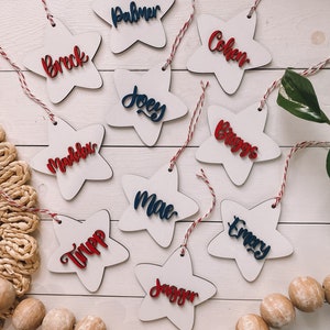 Custom 4th of July Star Name Tags - Laser Cut USA Star Tags - Gift Basket Tag - Custom Name Tags - 4th of July Decor - Custom Holiday Decor
