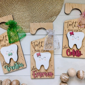 Custom Tooth Fairy Door Hanger - Personalized Wooden Tooth Fairy Sign ...