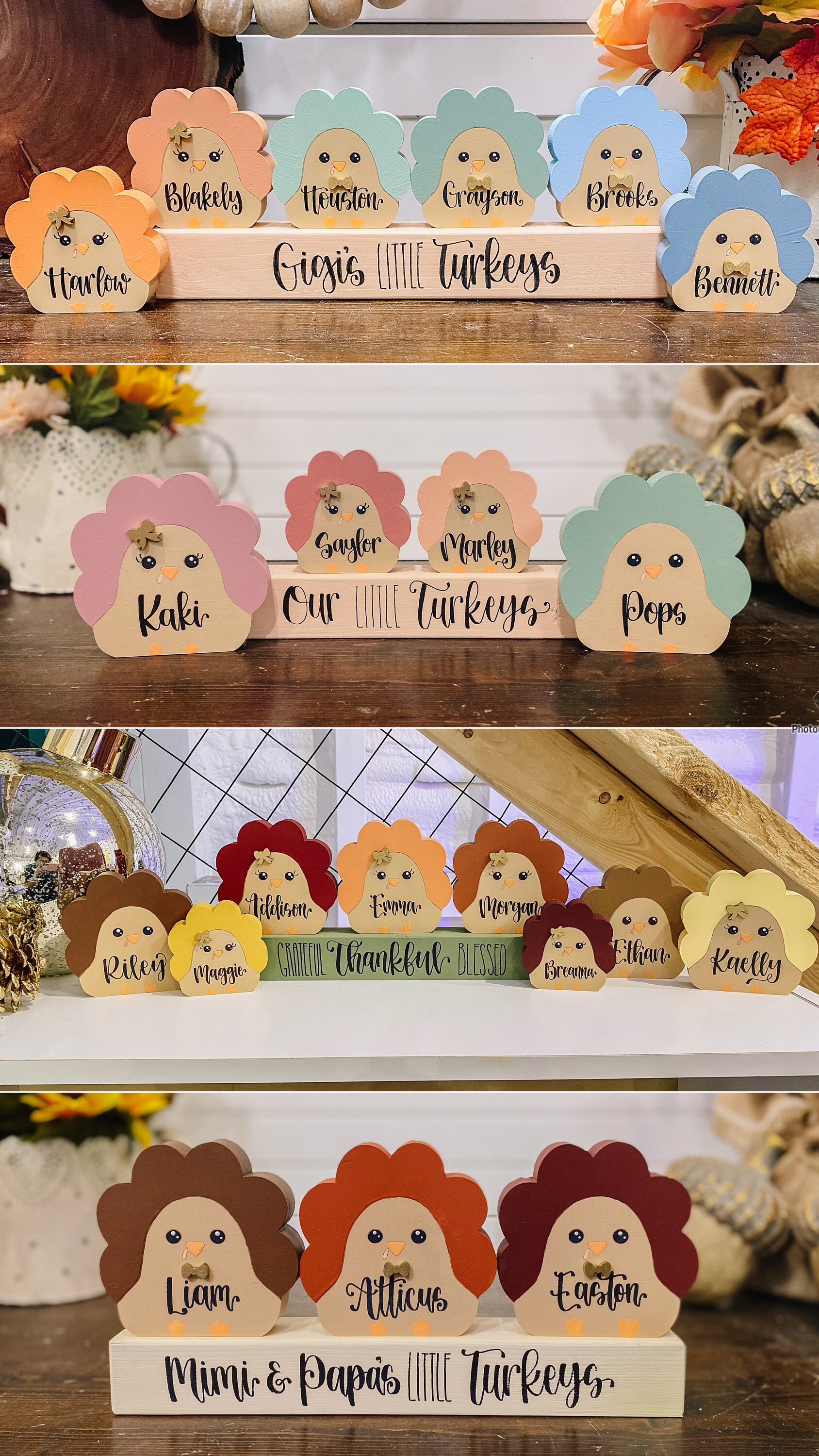 Personalized Turkey Block - Chunky Wood Turkey Blocks - Custom ...