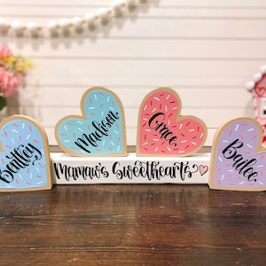 Personalized Valentine Heart Cookie Block - Wooden Heart Blocks - Custom Block Family - Custom Valentine Gift - Valentine Tiered Tray Decor