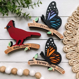 Custom Memorial Cardinal Block - Wooden Memorial Butterfly Block - Memorial Gift - In Loving Memory Sign - Custom Memorial Piece