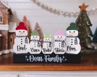 Personalized Snowman Block - Chunky Wooden Snowman Blocks - Custom Winter Snowman Family-Custom Christmas Gift-Snowman Decor-Christmas Decor