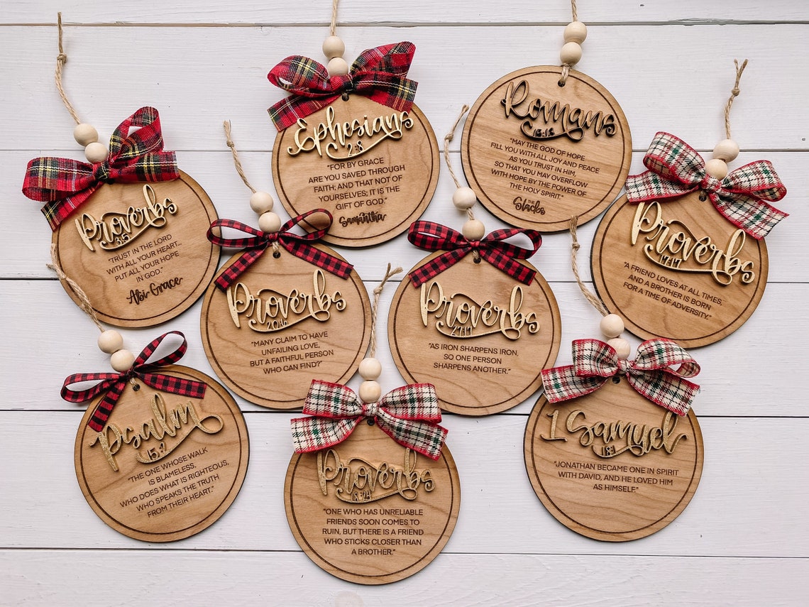 Custom Bible Verse Ornament 4.5 Round Farmhouse Christmas Etsy