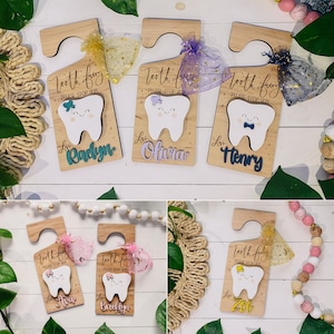 Custom Tooth Fairy Door Hanger - Personalized Wooden Tooth Fairy Sign ...