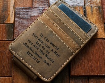 Magnetic Clip Wallet Etsy - personalized leather money clip mens slim wallet front pocket wallet groomsmen gift dad brother husband boyfriend magnetic money clip wallet