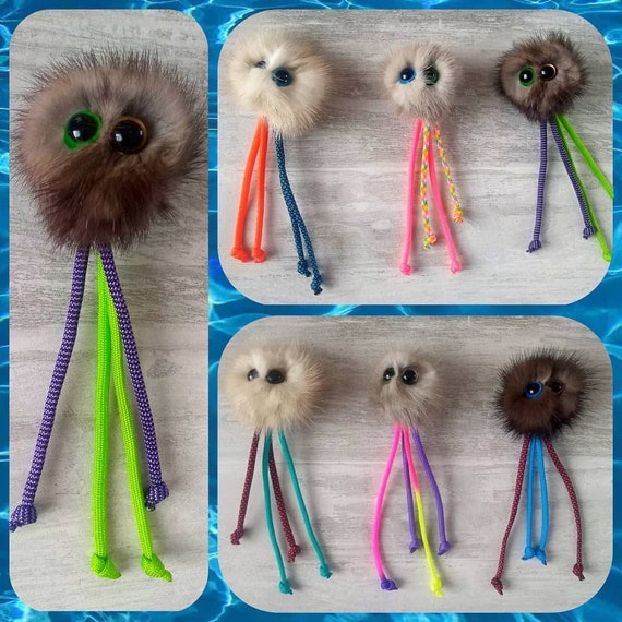 Small Octopus Cat Toy in Recycled Fur and Paracord With Bell Etsy