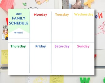 Our Family Schedule | Kid Friendly Fridge Weekly Calendar Printable