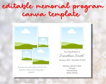 Editable Funeral / Memorial Program Template