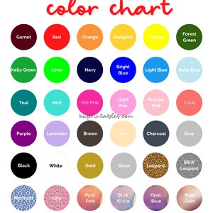 May include: A color chart titled "Most Popular Color Chart" with a variety of color swatches, including red, blue, green, and patterns like leopard print. The text "kwprintables.com" is visible.