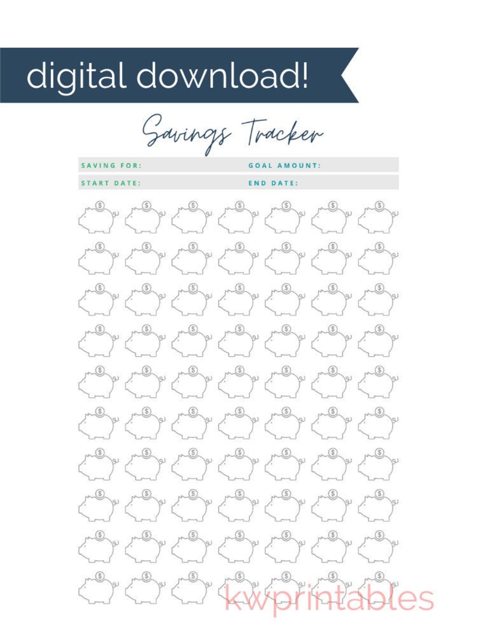 Savings Goal Coloring Page Printable Digital Download - Etsy