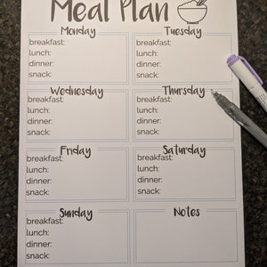 One Week Meal Planning Printable - Etsy