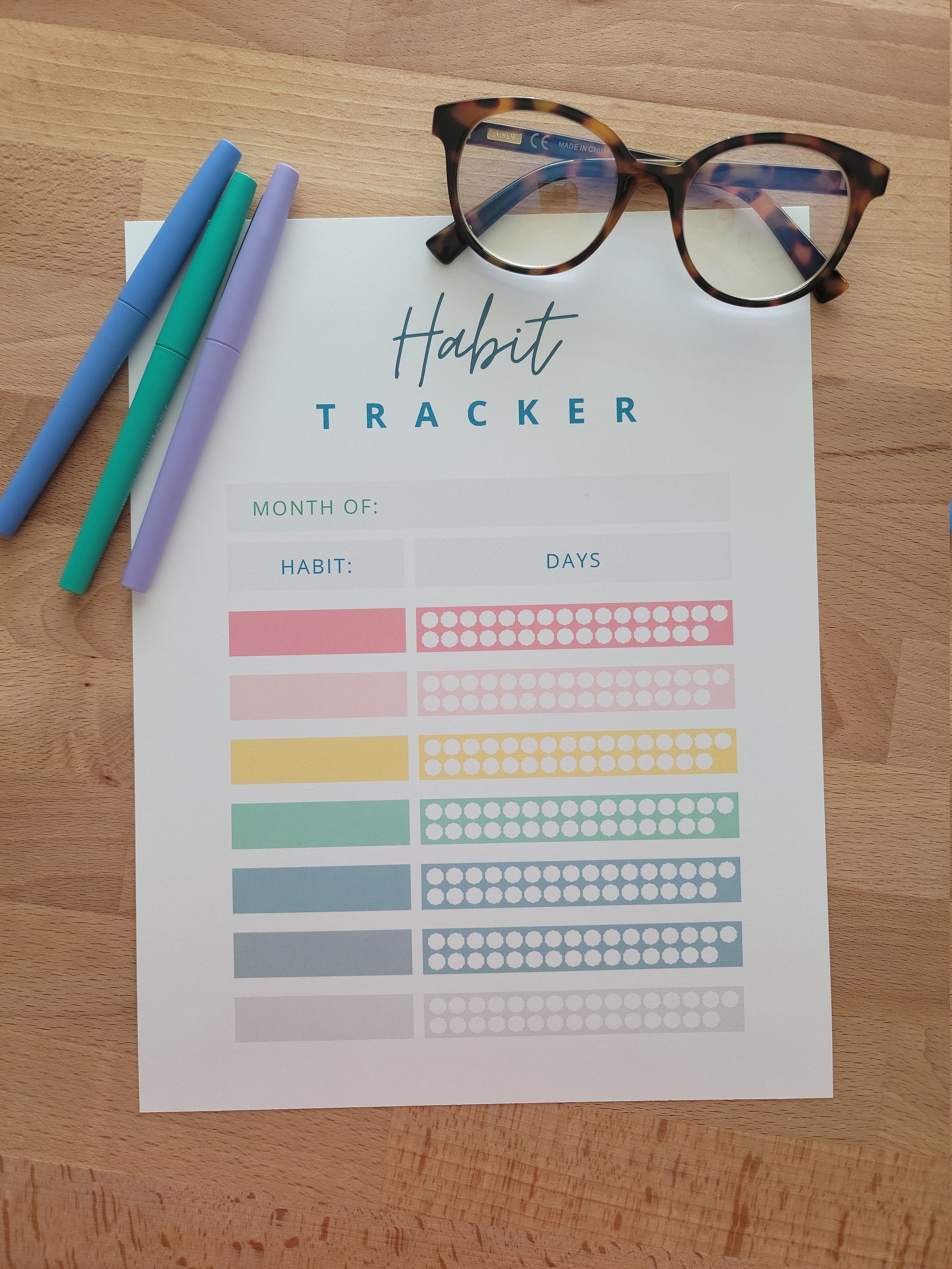 Habit Tracker Printable | Digital Download - Etsy