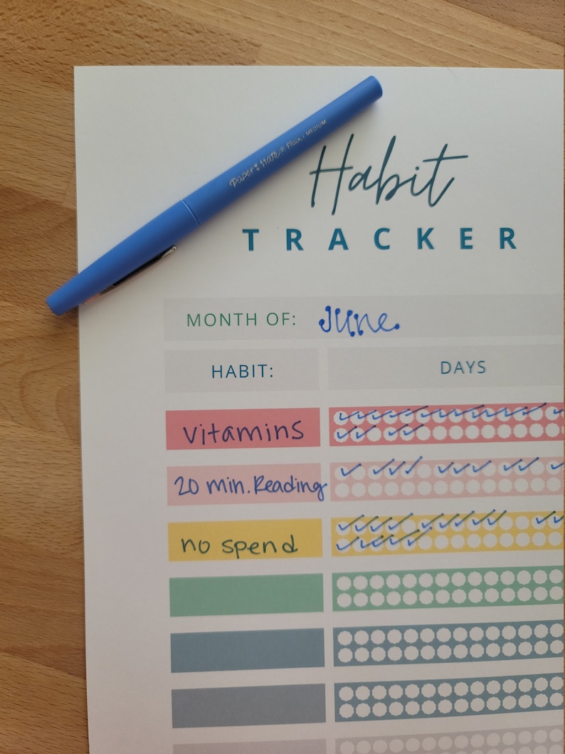 Habit Tracker Printable | Digital Download - Etsy
