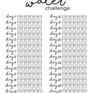 30 Day Water Challenge Printable | Water Intake Tracker - Etsy