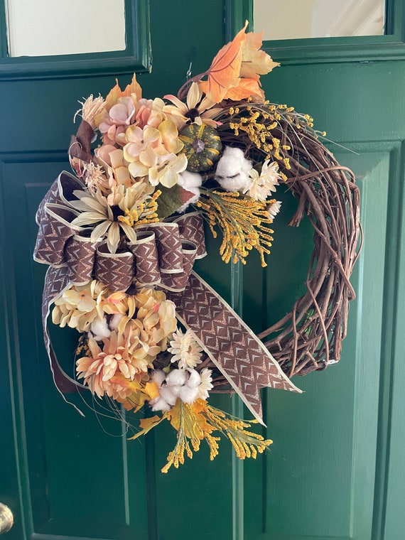 Fall wreath grapevine wreath front door decor front door Etsy