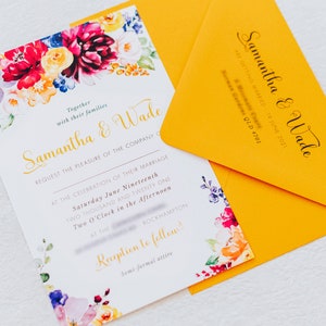 Save the Date / Einladung - Hell & Bunt Gelb Aquarell Blumen