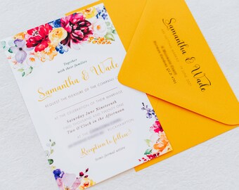Save the Date / Invitation - Bright & Colorful Watercolour Floral