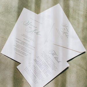 Wedding Save the Date / Invite - Almond Cream Off White Blush Sage Green Simple Elegant Calligraphy