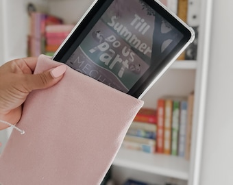 Pink Fabric Organic Kindle Sleeve | Kindle Pouch | Padded E-Reader Cover| Kindle Paperwhite & Colorsoft Sleeve|Book Lover Gift