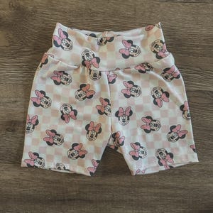 Minnie Karierte Bikershorts | Minnie Maus Shorts | Zauberhaftes Königreich| Disney Shorts | Disney Kinder| Kleinkind Mädchen Kleidung