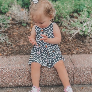Mickey geruite mouwloze jurk | Skaterjurk| Zwart-witte jurk | Bestelwagens Kinderen| Magic Kingdom-outfit| Disney-jurk | Rok: