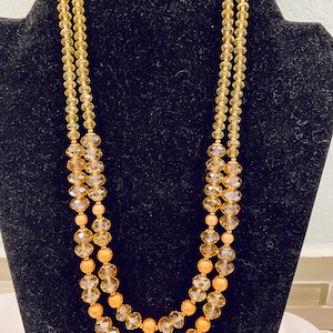 Vintage inspirierte Multi Strand Goldtopas Kupfer facettierte tschechische Kristall Glas Rondelle Perlen Halskette mit gold verstellbarem Verschluss