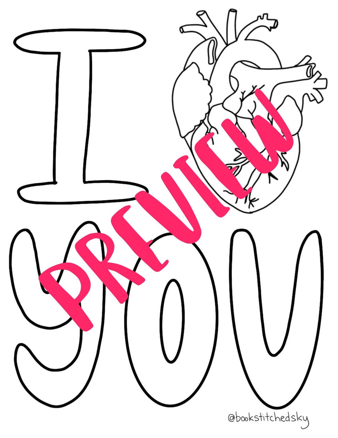 Digital Download I Heart You Coloring Page Etsy