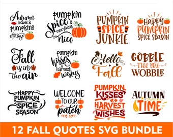 Fall Quotes Bundle svg, autumn quotes svg, Caligraphy svg, fall Phrases svg, cut files For Cricut Silhouette