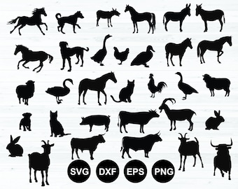 Farm Animals Silhoutte Bundle Svg,Farm House Svg, Animal SVG Bundle cut files For Cricut Silhouette