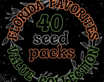 Florida Favorites Seed Collection – 40 Organic Seed Packets, Florida-Grown Vegetables, Herbs & Flowers, Locally Adapted for Southern Gardens