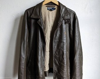 ralph lauren leather jacket brown