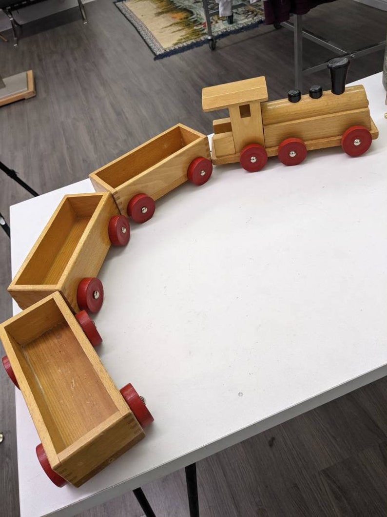 Vintage Handmade Wooden Train Set 32 Inches Toy Wood Etsy UK
