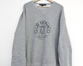 Vintage Club Monaco Crest Sweater Crewneck XXL Grey