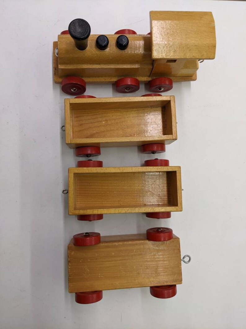 Vintage Handmade Wooden Train Set 32 Inches Toy Wood Etsy UK