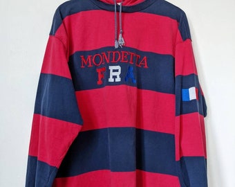 Vintage Mondetta France FRA Embroidered Hooded M Sweatshirt Long Sleeve