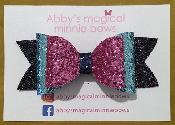 Stitch inspired hair bow handmade glitter hair bow Disney themed bow Disney inspired luxury hair bow Lilo and Stitch hair bow