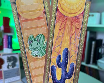 Cactus Squirrel Bookmark Book Tracker, Double Sided, Personalisable, High Quality, Thick Sturdy Cardstock, Book Lover, Book Club Unique Gift