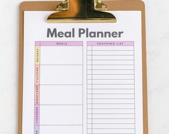 Weekly Meal Planner & Grocery List | Printable PDF | Instant Download Kitchen and Meal Planning Organizer