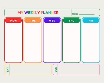 Kids Weekly Planner: Homeschool Schedule, Chores List (8.5x11 PDF Download)