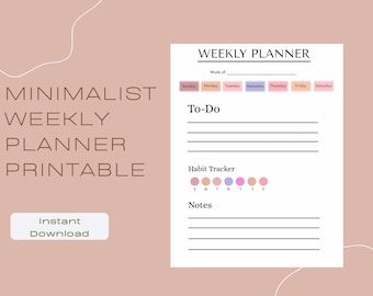 Digital Planner | PDF/PNG | Undated Printable Schedule | Minimal Layout 8.5x11