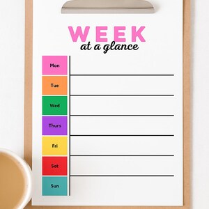 Weekly Planner Printable | Week at a Glance Sheet | PDF Download | Simple Weekly Organizer | Instant Digital Planner