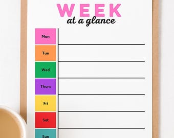 Colorful Weekly Planner Printable: Rainbow Week at a Glance (PDF Download)